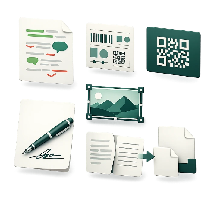 Ten private Ofyz tools for PDFs, images, invoices, labels, QR codes, signatures, OCR and more