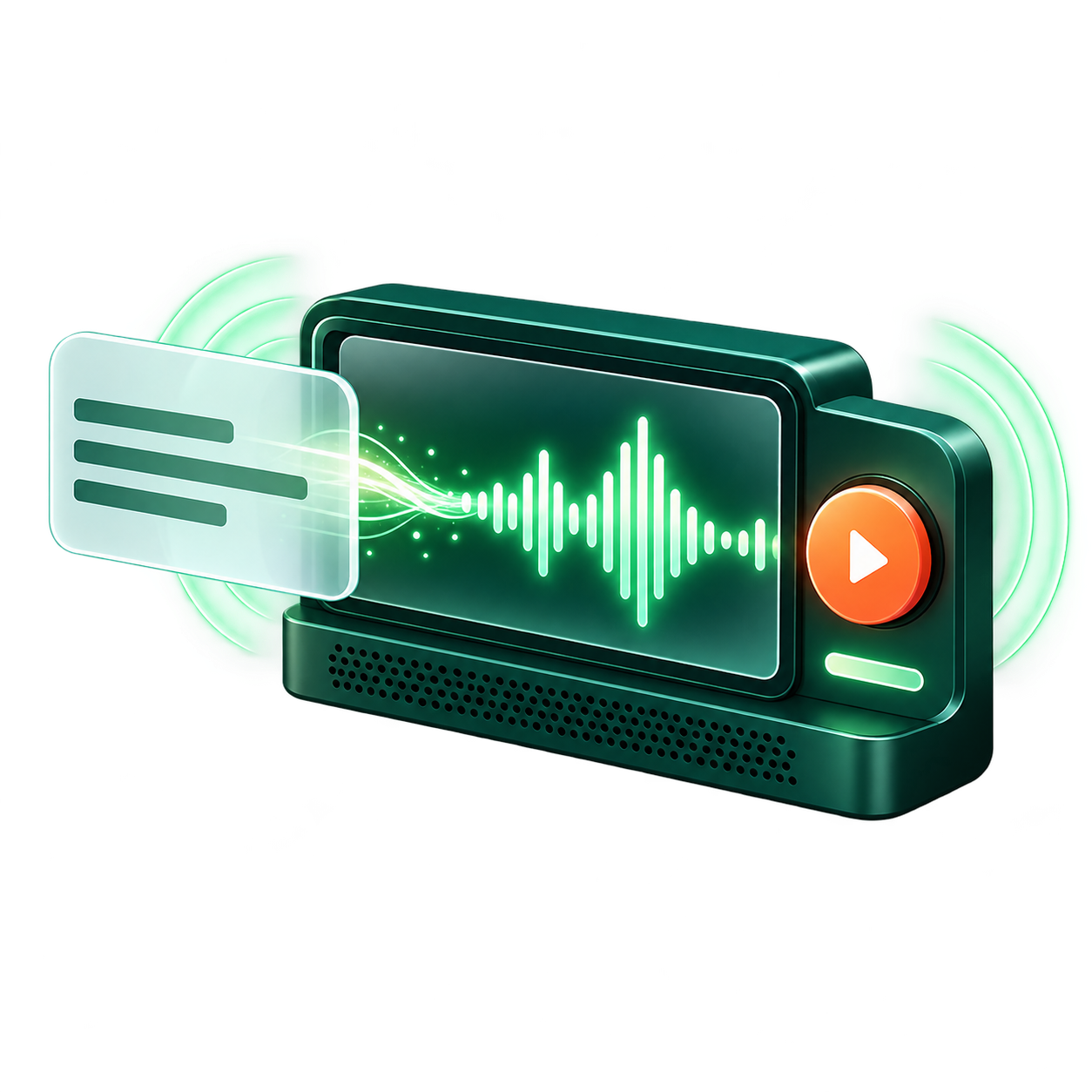 AI sound-effect generator turning a text prompt into an audio waveform
