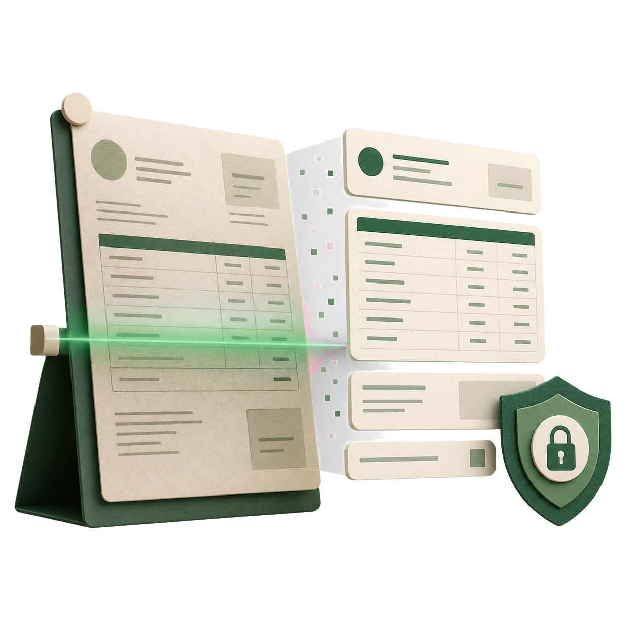 Document being scanned into structured editable text